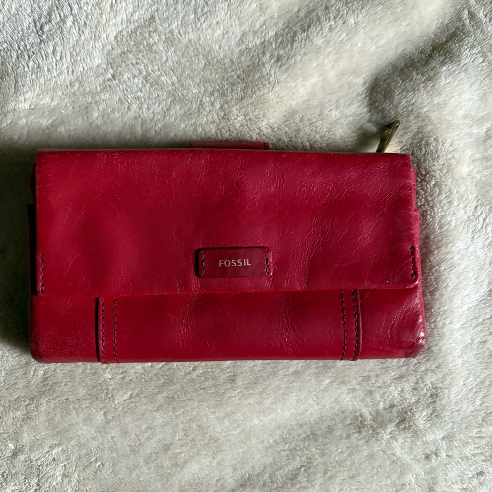 Fossil Red Leather Wallet